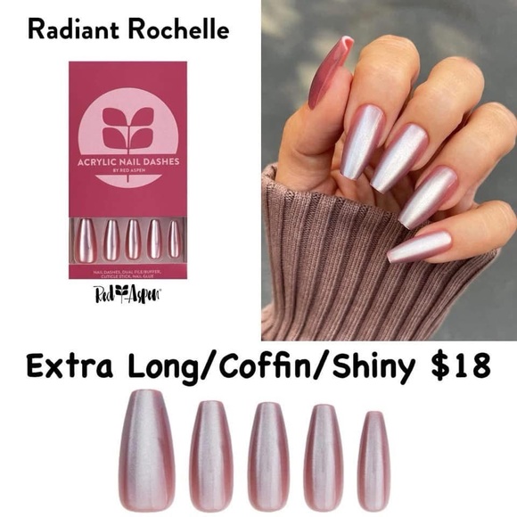 Red Aspen Acrylic Nail Dashes - Radiant Rochelle - Press-On Nails - Picture 1 of 3